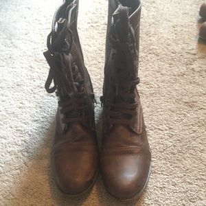 Dark brown combat boots